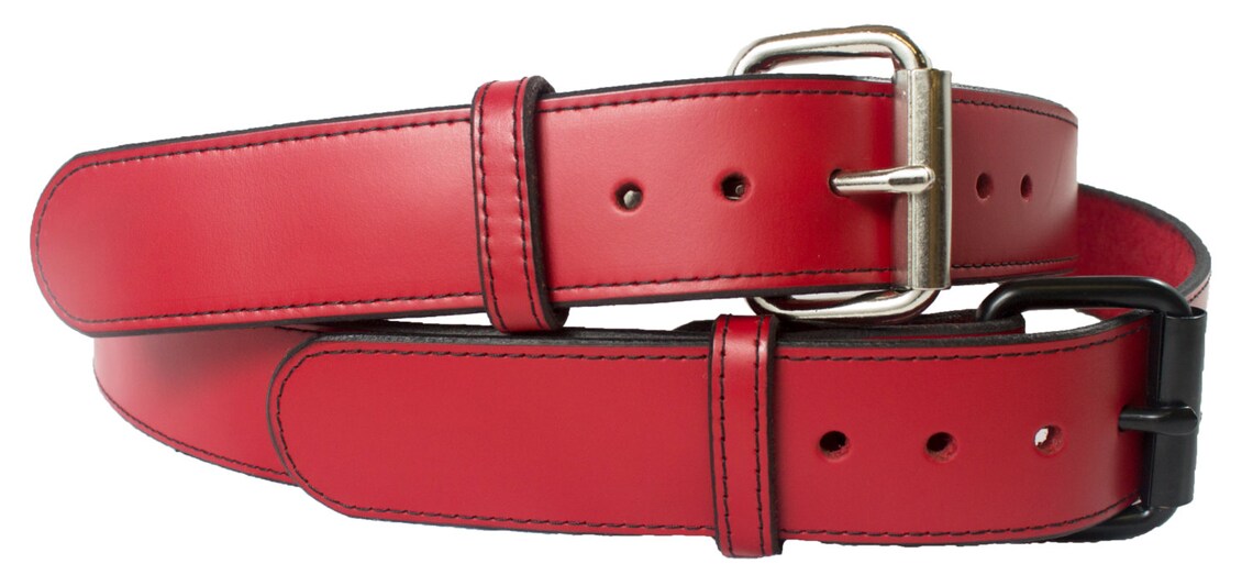 1 1/2 Genuine Red Leather Belt Changeable Buckle Etsy