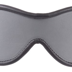 Gray Blindfold Genuine Leather Black Suede Lining