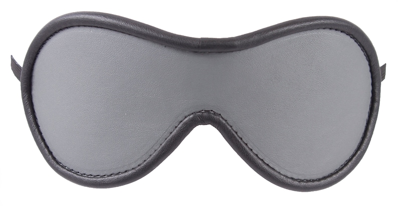 Gray Blindfold Genuine Leather Black Suede Lining. BDSM, Bondage Gear, Fetish Costume, Gift for Slave or Master image 1