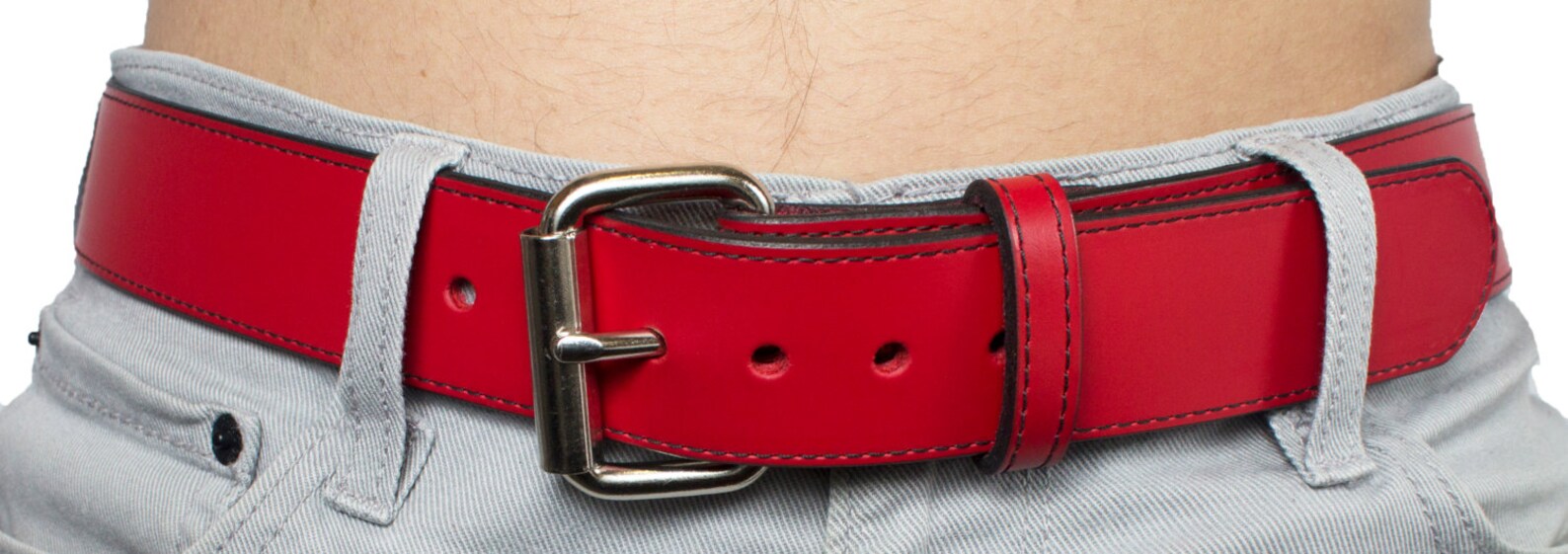 1 1/2 Genuine Red Leather Belt Changeable Buckle Etsy