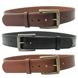 1 1/2&quot; Genuine Leather Belt, Removable Buckle, in Dark Brown, Russet, or Black, Personalized Free