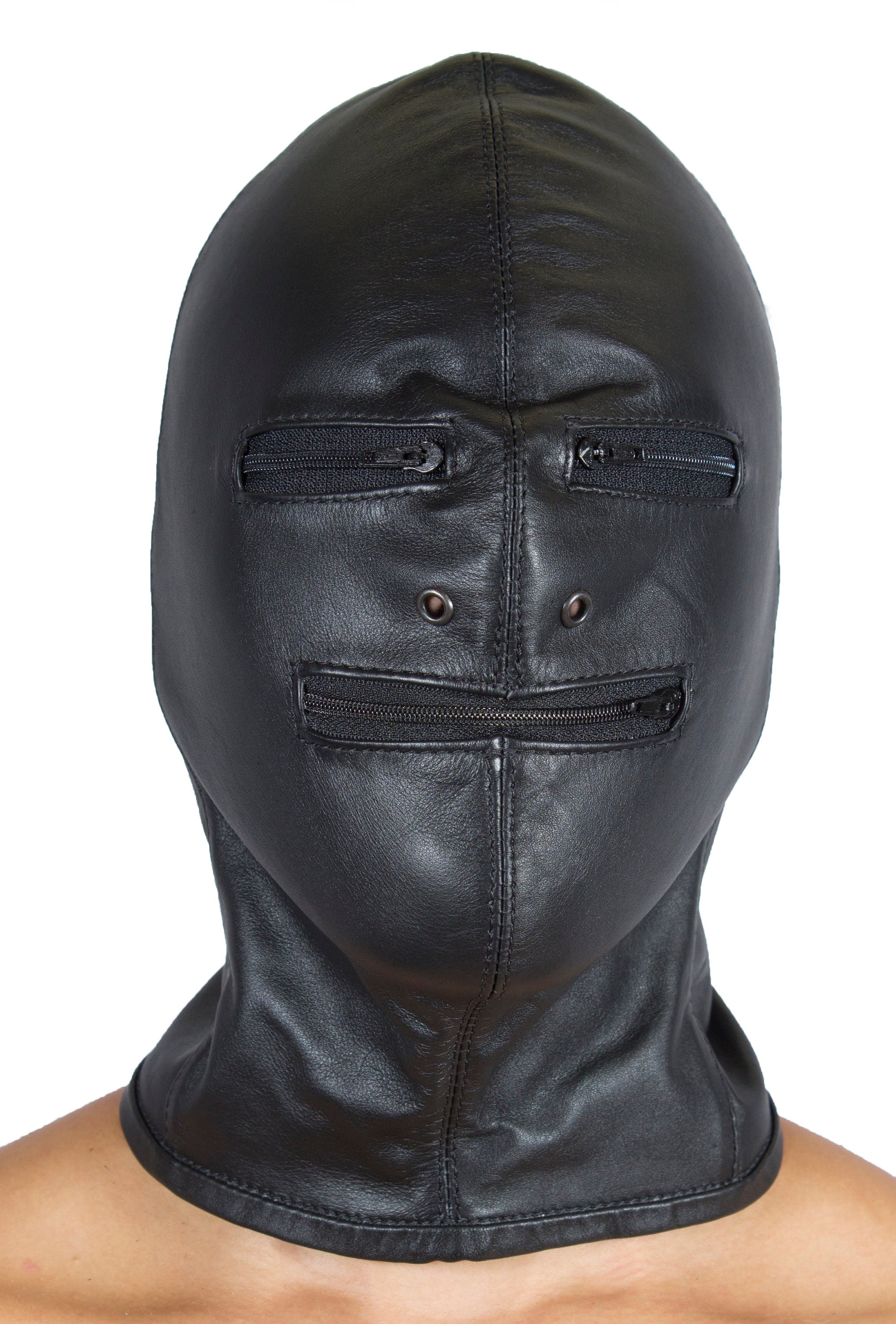 Bondage Gimp Hood Black Leather With Zipper Eye And Mouth And Etsy