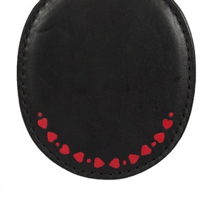 Valentines Red Hearts Black Leather Pocket Paddle