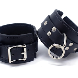 Premium Hard Leather Ankle Buckle Cuffs