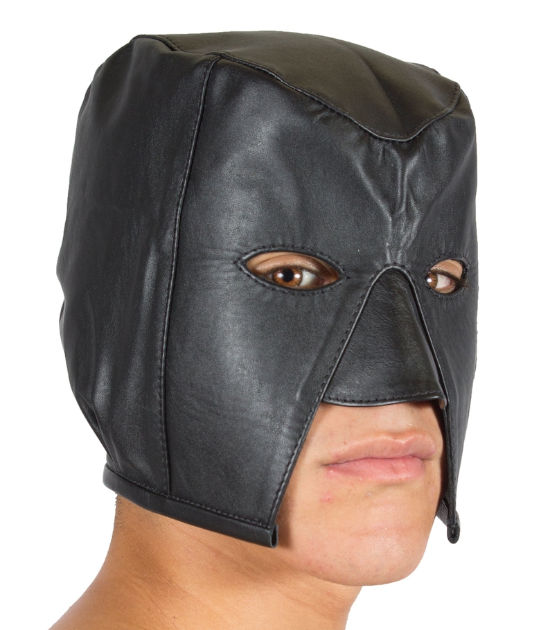 Leather Bondage Executioner Styled Hood Genuine Leather With Laces, BDSM Kink Cosplay Always Discrete Packaging 