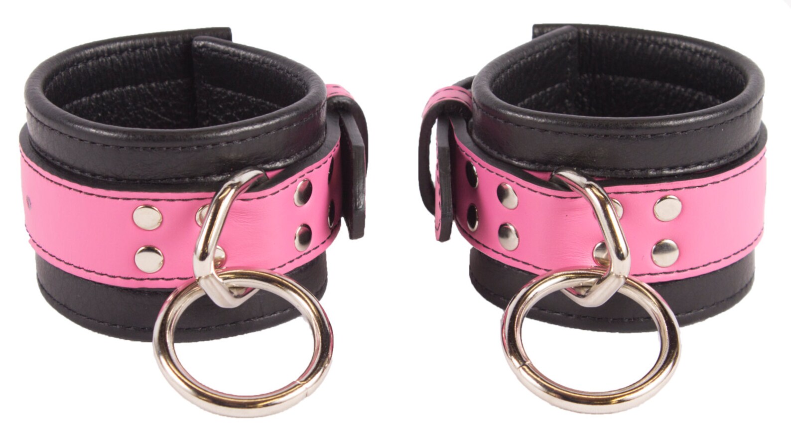 Wrist Cuffs Hot Pink Genuine Leather Handcuffs BDSM Gear Etsy