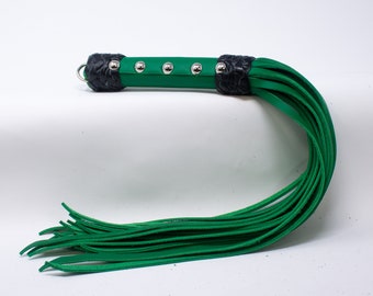 Bondage Green Leather 20" Strap Whip