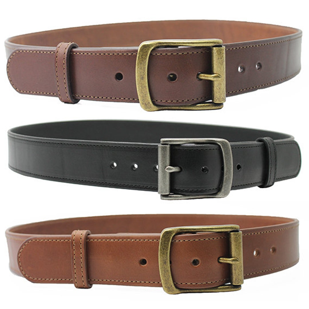 1 1/2 Genuine Leather Belt Removable Buckle, Dark Brown, Russet, or