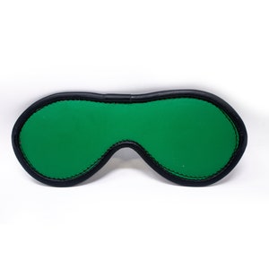Green Blindfold Genuine Leather Black Suede Lining