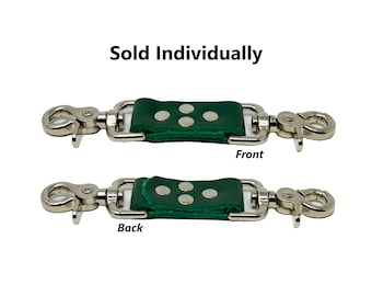 2 Point Cuff Clip Dark Green Leather Restraint Connector
