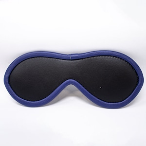 Blue Edge Black Blindfold Genuine Leather Black Suede Lining