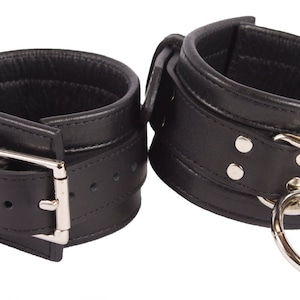 Ankle Cuffs Black Leather Restraints (LB314BK)