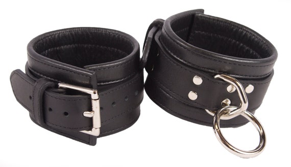 Menottes De Chevilles En Cuir Noir - Fetish - 3 Boucles Ajustables - Neuf - Marque Allure