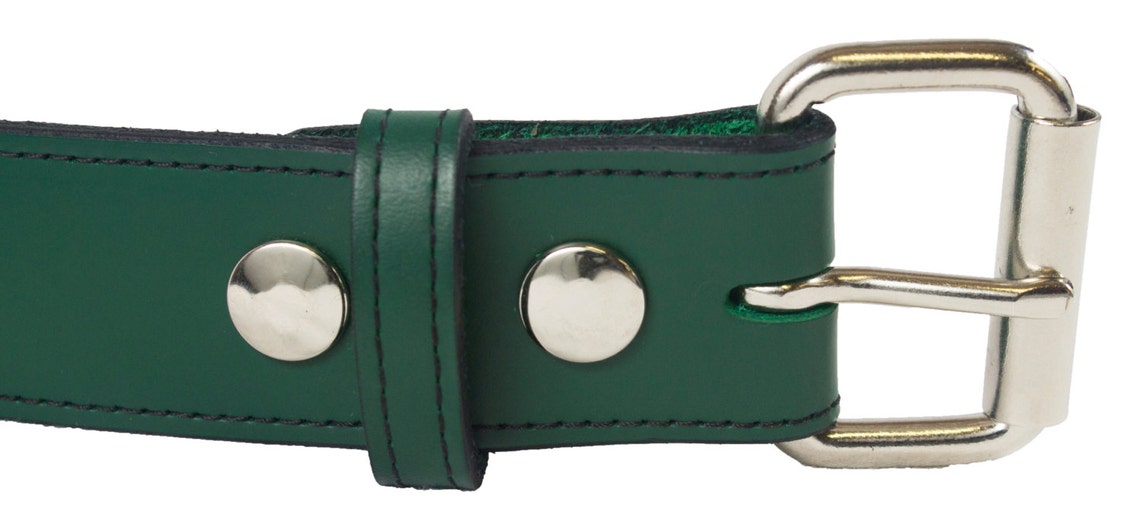 1 1/2 Genuine Green Leather Belt Changeable Buckle Etsy