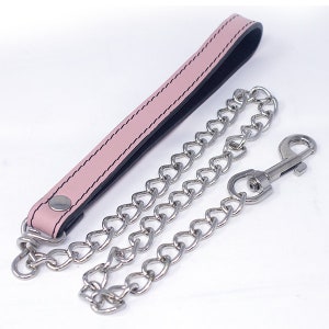 Light Pink Leather Leash with chain 24&quot; (LB177LPK)