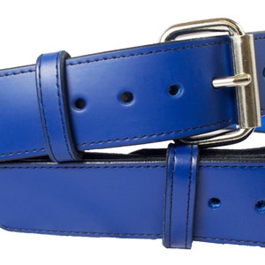 1 1/2&quot; Genuine Blue Leather Belt Removable Buckle, Personalized Free