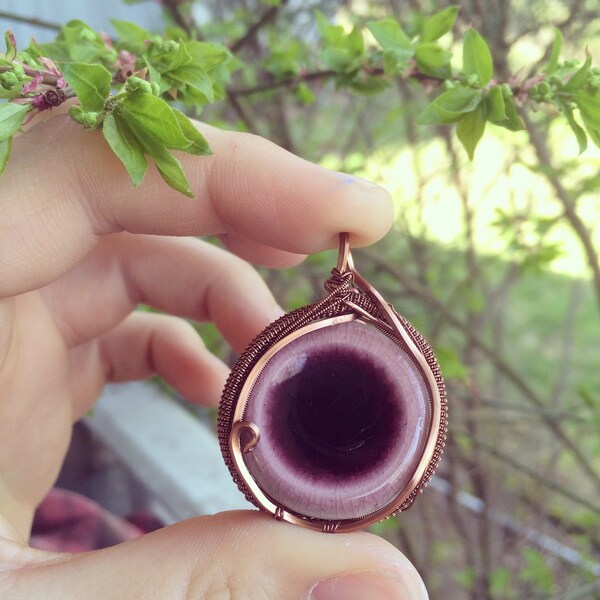 Wire wrap glass pendant