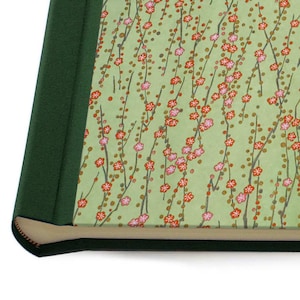 Handmade Photo Album Japanese Floral Pattern on Green Background &quot;Hanami Green&quot;