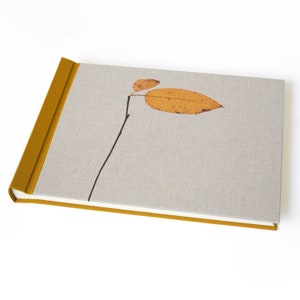 Handmade and Handprinted Japanese Photo Album and Guestbook "Lone Leaf"