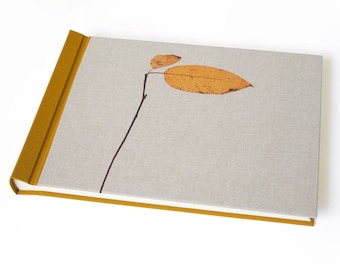 Handmade and Handprinted Japanese Photo Album and Guestbook "Lone Leaf"