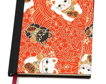 Handmade Book / Red & Gold Maneki Cat Journal