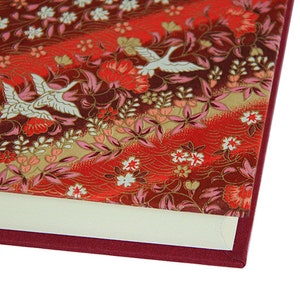 Traditional Handmade Japanese Kimono Crane Pattern Guestbook and Photo Album Tobu image 1