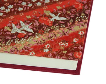 Traditional Handmade Japanese Kimono Crane Pattern Guestbook and Photo Album "Tobu"