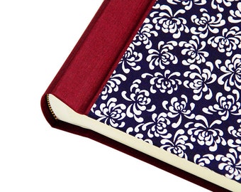 Elegant Japanese Navy Floral Design Photo Album / Guestbook "Kaben Blue"