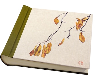 NEW!!!*** Leaf Branches Printed on Linen Handmade Photo Album / Guestbook "Aki"