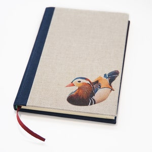 Planner 2025 fatto a mano libro vuoto stampa lino "Mandarin Duck"