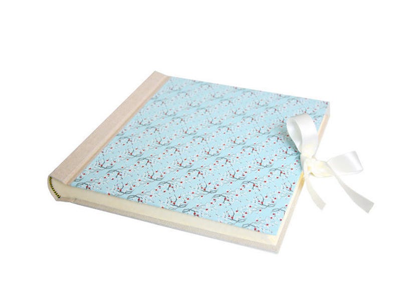 Handcrafted Baby Blue Photo Album Vintage Japanese Cherry Blossom Pattern Spring Blue limited image 3