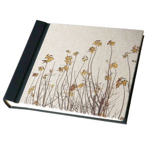 Handmade Linen Photo Album / Guestbook with Nature Print "Autumn Leaves"