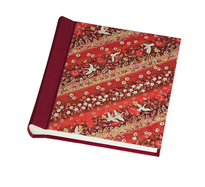 Traditional Handmade Japanese Kimono Crane Pattern Guestbook and Photo Album Tobu image 2