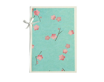 Japanese Pink Cherry Blossoms on Blue - Greeting Card "Haru Blue"