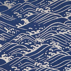 Handmade Photo Album Silver Waves on Navy Background Kabuki image 3