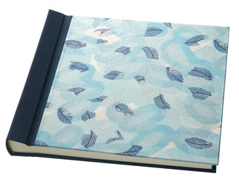 Handmade Photo Album Silver and Blue Feathers Pattern "Blue Feathers"