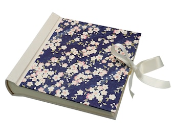 Livre d'or / photo floral japonais fait main « Hanagara Blue »