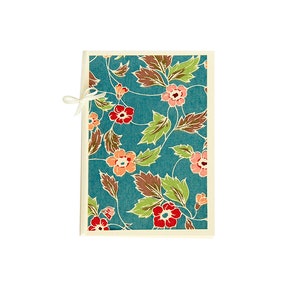Carte de voeux de fond d’écran floral vintage ludique « Kabegami Blue »