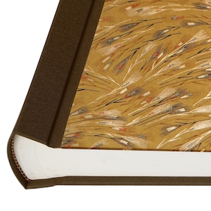 Handmade Photo Album Elegant Japanese Mustard and Gold Flax Design &quot;Susuki&quot;