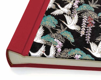 Handmade Photo Album & Guestbook Kimono Crane and Bonsai Pattern  "Sora"