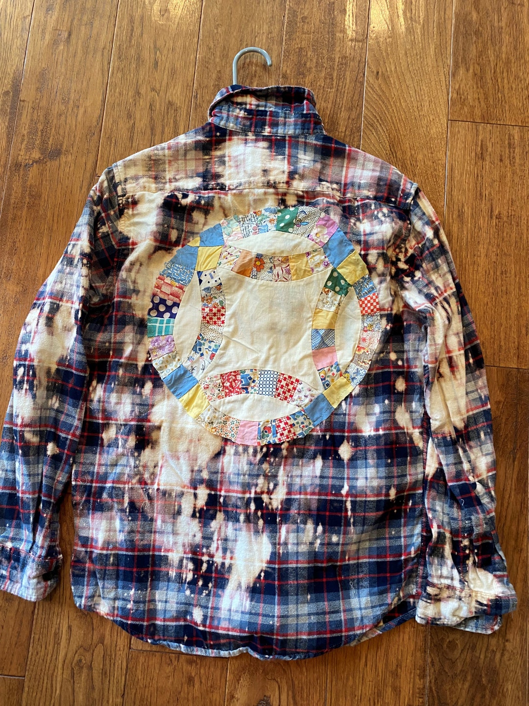 ANTIQUE WEDDING RING Quilt Top Sewed on Distressed Flannel Etsy