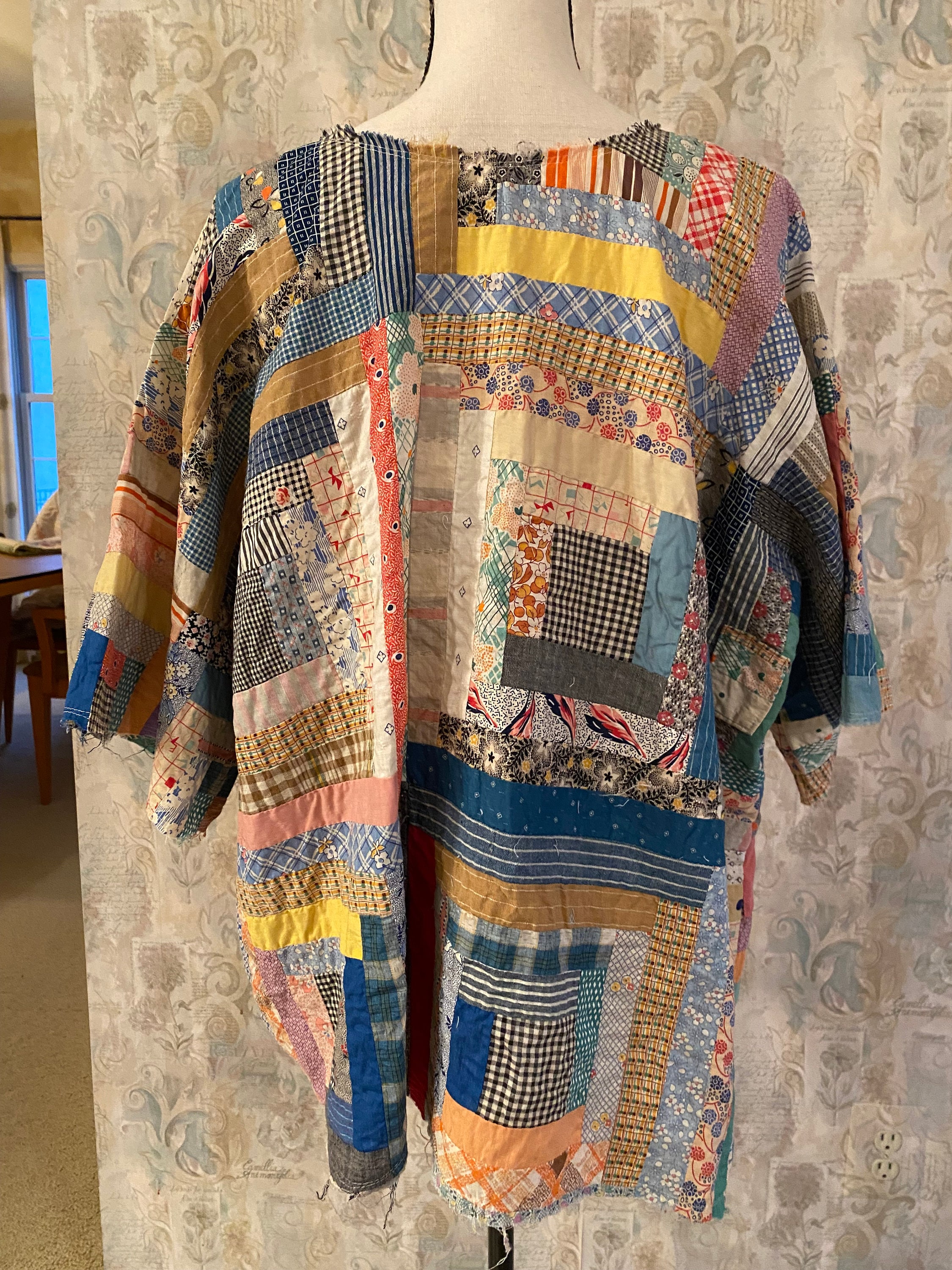 RARE ANTIQUE QUILT 1920's Log Cabin Style Tunic/ Super | Etsy