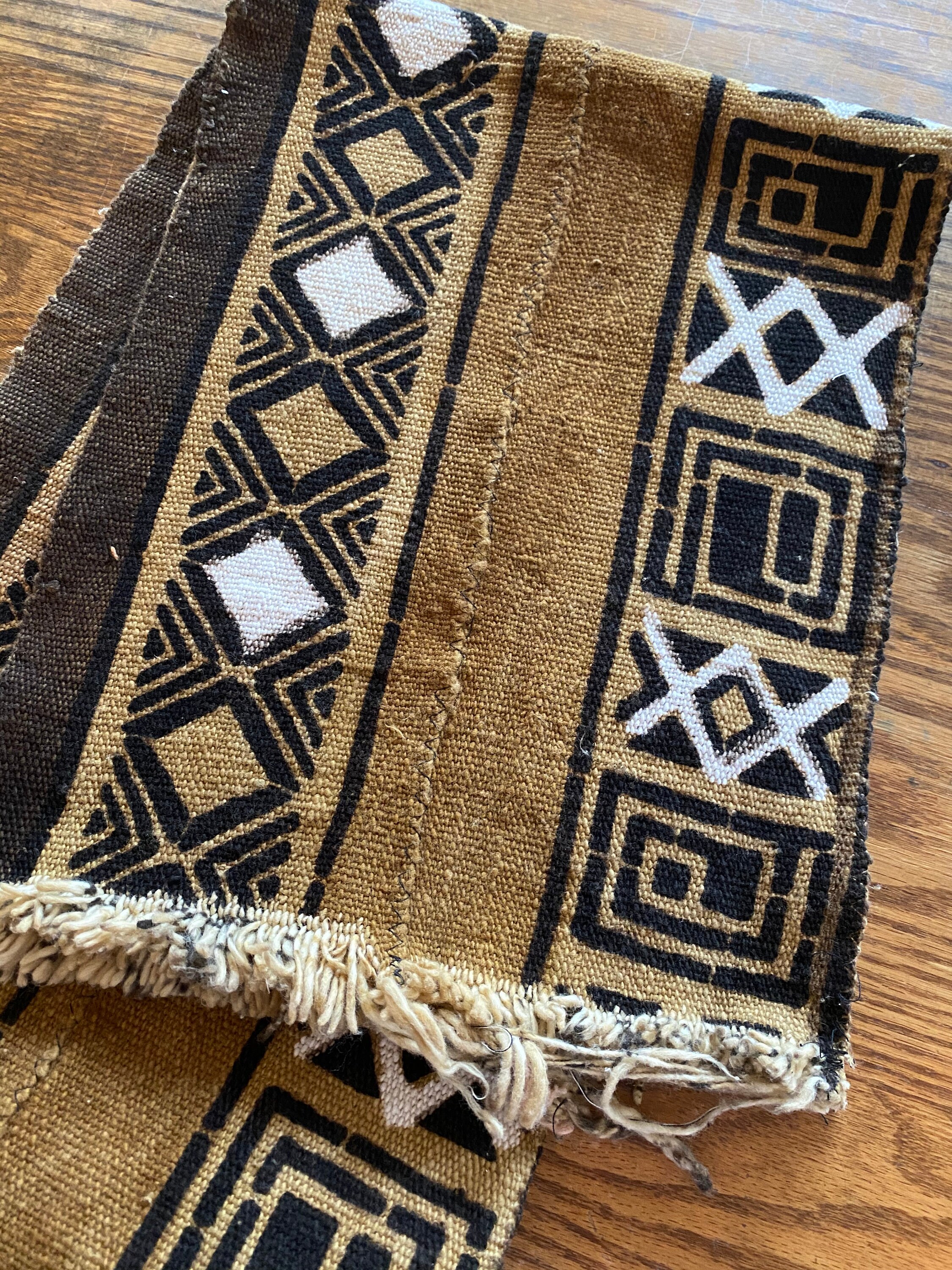 VINTAGE AFRICAN TRIBAL Mudcloth Table Runner/ Fabric is washed | Etsy