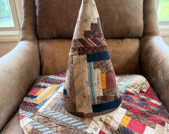 RARO sombrero de bruja antiguo de cabaña de troncos de la década de 1890 / hecho a mano por MÍ y no por IA!! / forrado / pieza única hecha a mano
