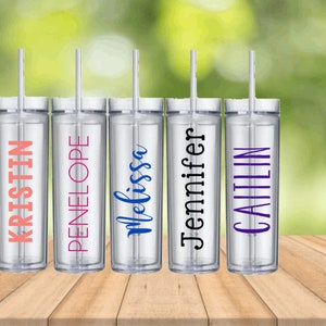 Personalized Clear Name Tumbler with Straw, 16 oz., Custom Tumbler with Straw, Clear Tumbler, Gift, Wedding