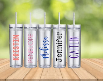 Personalized Clear Name Tumbler with Straw, 16 oz., Custom Tumbler with Straw, Clear Tumbler, Gift, Wedding