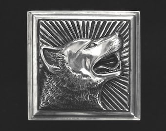 Wolf Head Belt Buckle, Limited Edition, Solid Sterling Silver 925, For a 1" (26mm) Belt