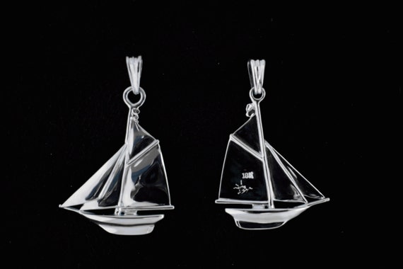 Sail Boat pendant, Solid Sterling Silver 925