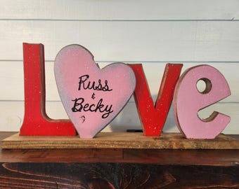 wooden LOVE valentines mantel decor sign