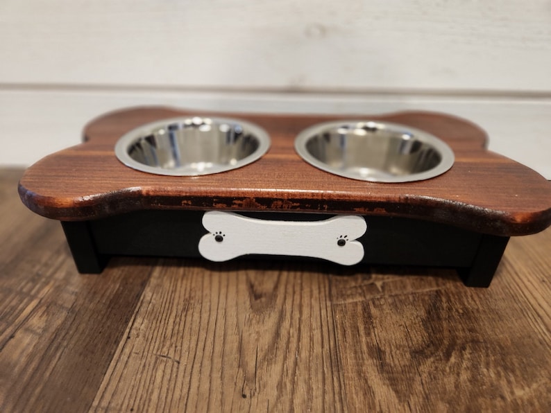 Personalized Small wooden dog feeder image 2